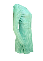 LoveShackFancy - Mint Green Plisse Pleated Satin Dress Sz 0 - Current Boutique