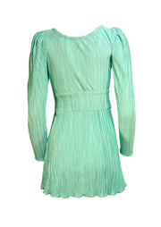 LoveShackFancy - Mint Green Plisse Pleated Satin Dress Sz 0 - Current Boutique