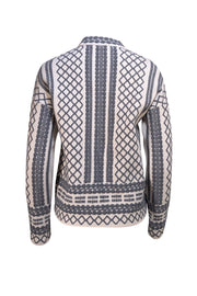 Tory Burch - Ivory & Grey Print Sweater Sz XS - Current Boutique