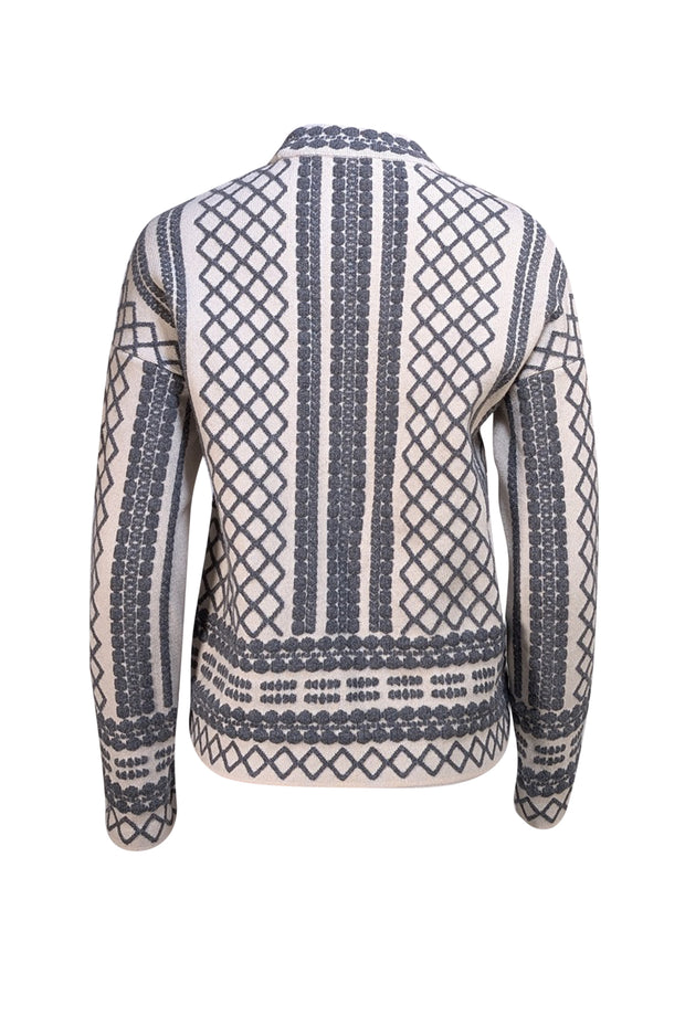 Tory Burch - Ivory & Grey Print Sweater Sz XS - Current Boutique