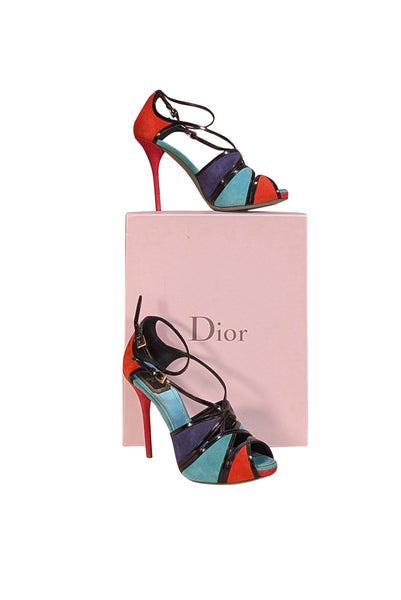 Dior トロッター ヒール ミュール ピンク ブルー Christian Dior - Teal, Blue, Red, & Black Portofino Color Block Sandal