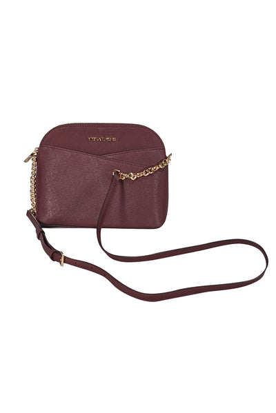 Michael Kors - Maroon Saffiano Leather Jet Set Travel Crossbody Bag