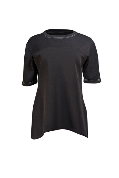 Proenza Schouler - Black Short Sleeve Side Slit Top Sz 12 - Current Boutique