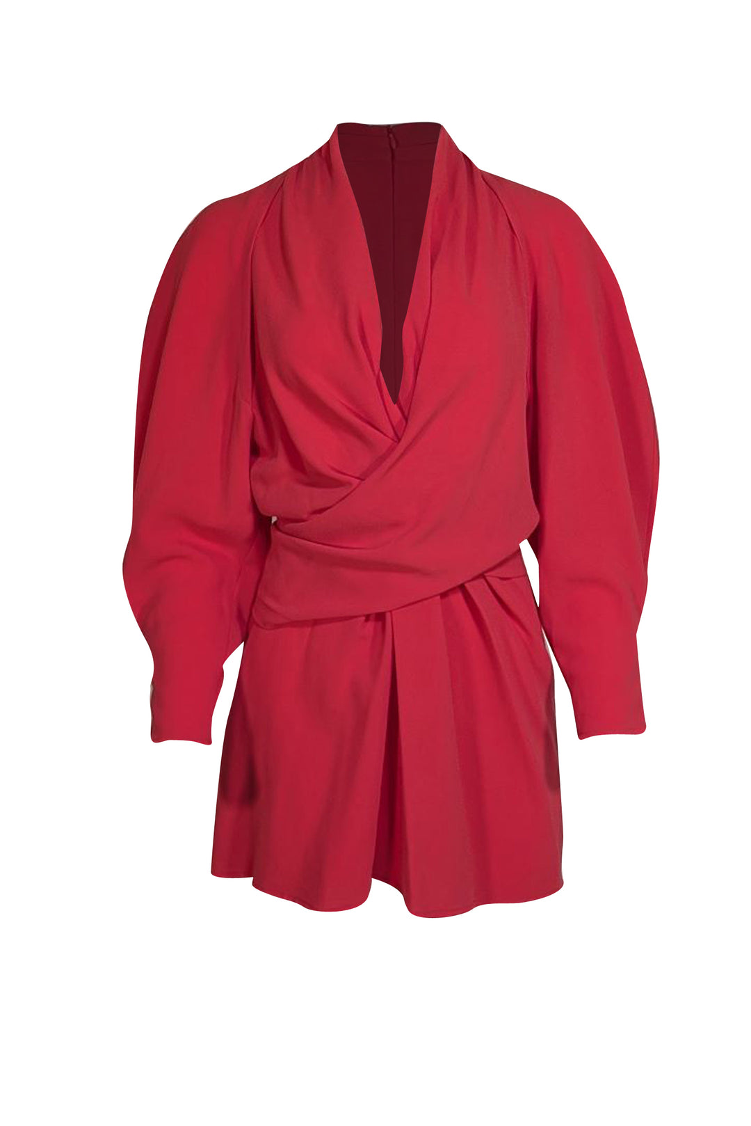 iro red dress $396 Iro Women's Red Long Sleeve Tie Waist Wrap Drape Mini Dress Sz FR 42/  US 10