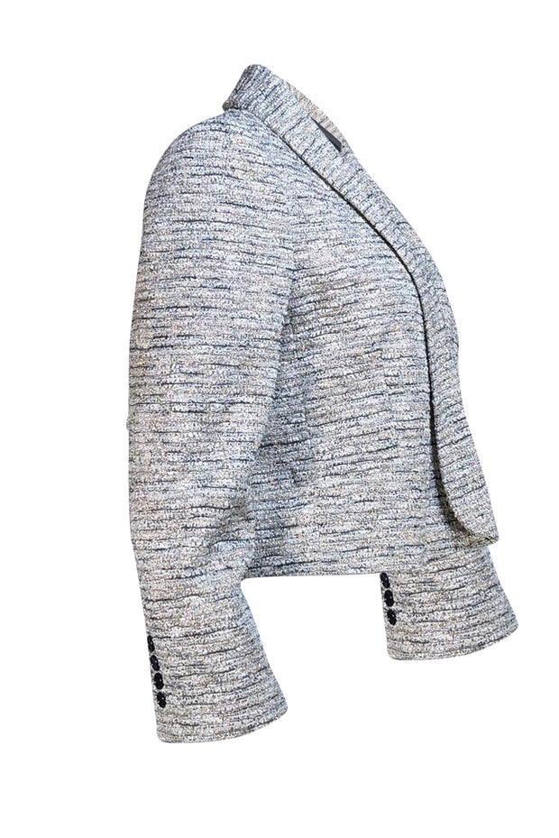 Alice & Olivia - Gold Multi Tweed Cropped "Amelia" Blazer Sz L - Current Boutique