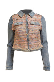 Ramy Brook - Blue & Multicolor Tweed Denim Jacket Sz XS