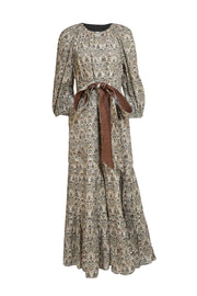 Tuckernuck - Beige, Brown, & Teal Paisley Print Maxi Dress Sz L - Current Boutique