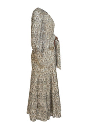 Tuckernuck - Beige, Brown, & Teal Paisley Print Maxi Dress Sz L - Current Boutique