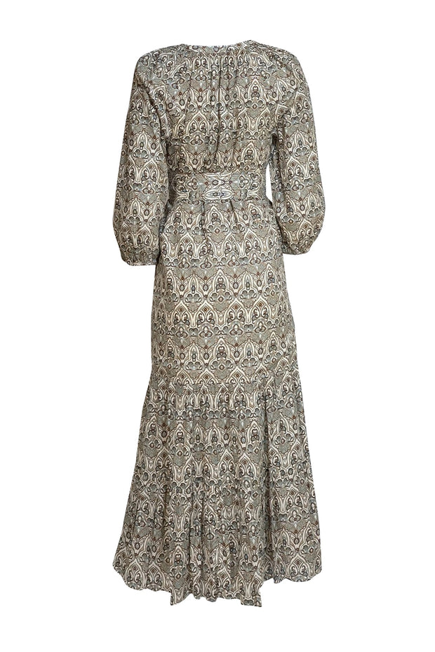 Tuckernuck - Beige, Brown, & Teal Paisley Print Maxi Dress Sz L - Current Boutique