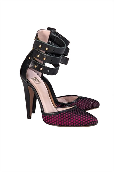 Missoni - Black & Pink Mesh Pointed Toe Strappy Pumps Sz 6 - Current Boutique