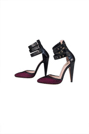 Missoni - Black & Pink Mesh Pointed Toe Strappy Pumps Sz 6 - Current Boutique