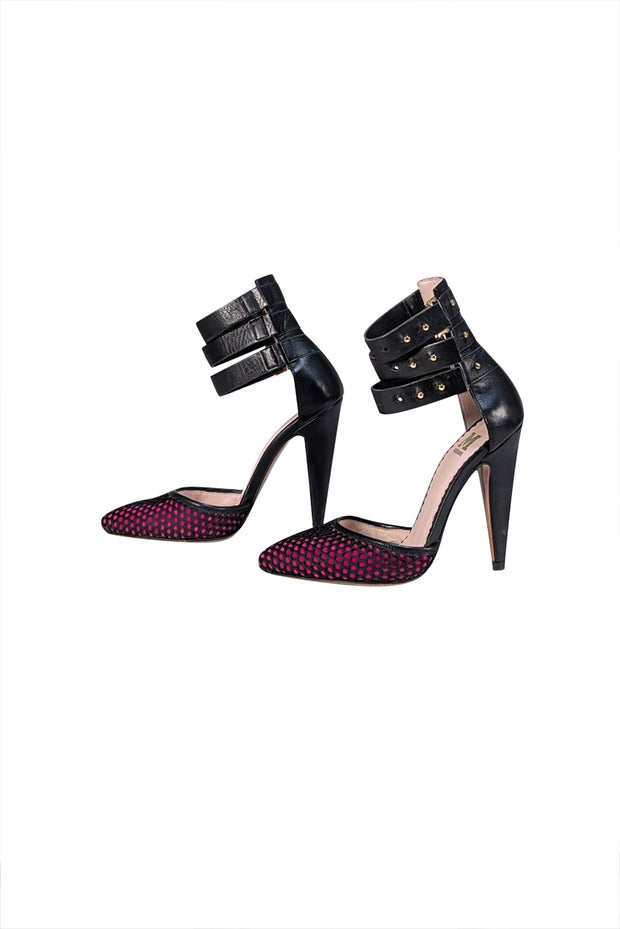 Missoni - Black & Pink Mesh Pointed Toe Strappy Pumps Sz 6 - Current Boutique
