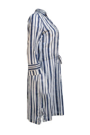 Tory Burch - Navy & White Striped Cotton Drawstring Waist Dress Sz 10 - Current Boutique