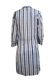 Tory Burch - Navy & White Striped Cotton Drawstring Waist Dress Sz 10 - Current Boutique