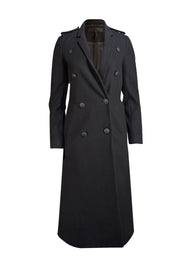 Rag & Bone - Black Wool Blend Double Breasted Midi Coat Sz XS - Current Boutique