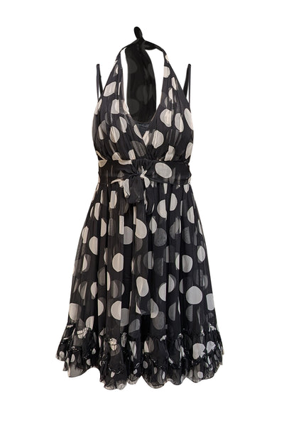 Dolce & Gabbana - Black & White Polka Dot Halter Silk Dress Sz 2 Dolce & Gabbana - Black & White Polka Dot Halter Silk Dress Sz 2