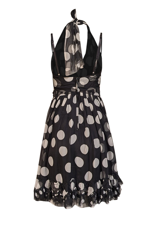 Dolce & Gabbana - Black & White Polka Dot Halter Silk Dress Sz 2 Dolce & Gabbana - Black & White Polka Dot Halter Silk Dress Sz 2