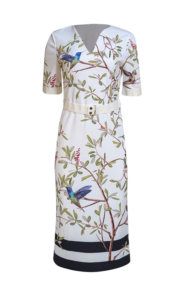 Ted Baker - White & Multicolor Floral Short Sleeve Midi Dress Sz 8 - Current Boutique