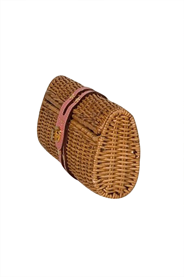 Kate Spade - Straw Woven Clutch w/ Pink Leather Trim - Current Boutique