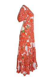Rhode - White & Red Rose Print Midi "Fiona" Dress Sz XS - Current Boutique