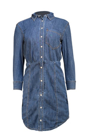 Veronica Beard - Blue Denim Chambray Long Sleeve Dress Sz 2 - Current Boutique