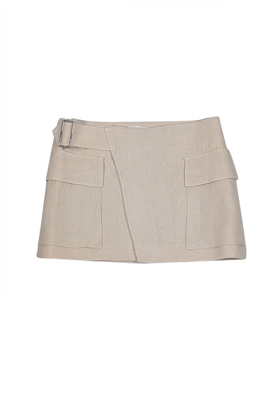 A.L.C. - Beige "Conan" Cargo Wrap Mini Skirt Sz 0 - Current Boutique