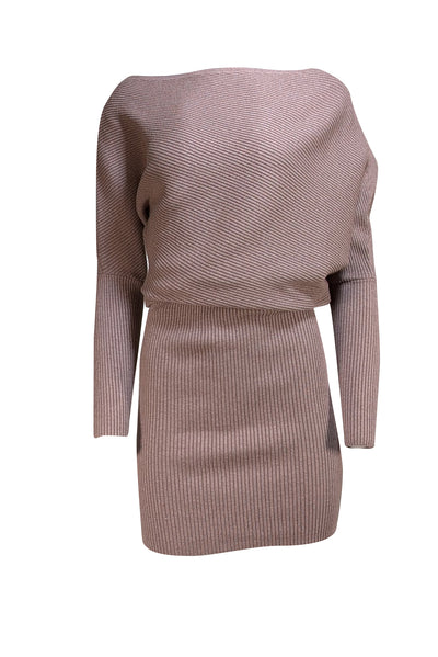 Reiss - Light Brown Ribbed Knit Midi Dress Sz XS - Current Boutique