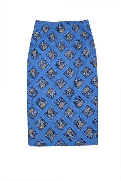 Veronica Beard - Blue Diamond Print Midi Skirt Sz 0 - Current Boutique