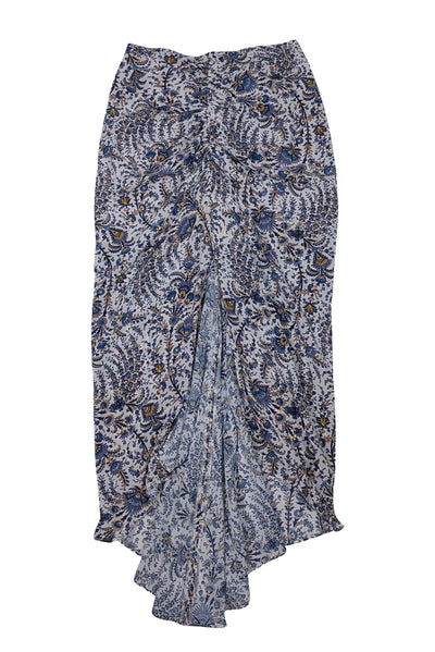 Veronica Beard - Cream & Blue Floral Print Maxi Skirt Sz 0 - Current Boutique