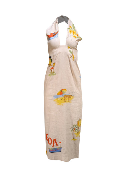 Rhode - Light Peach Summer Print Halter Dress Sz 2 - Current Boutique