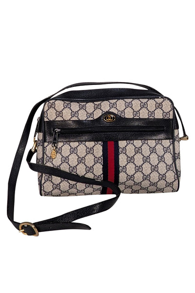 Gucci - Navy & Beige Monogram Vintage Crossbody - Current Boutique