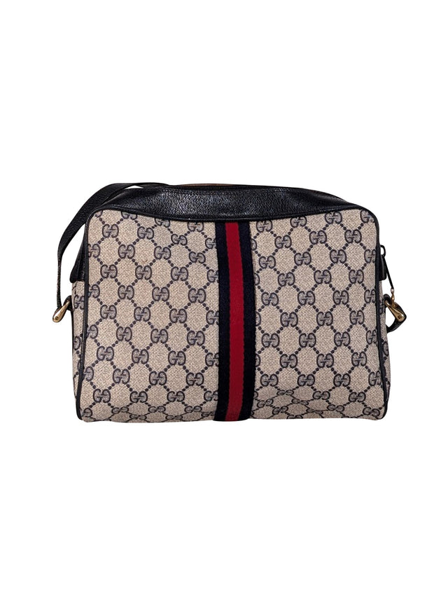 Gucci - Navy & Beige Monogram Vintage Crossbody - Current Boutique