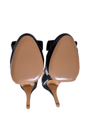 Ferragamo - Navy Patent Leather Bow Front Pumps Sz 5.5 - Current Boutique