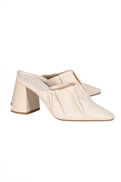 Dear Frances - Cream Closed Toe Mule Heels Sz 6 - Current Boutique