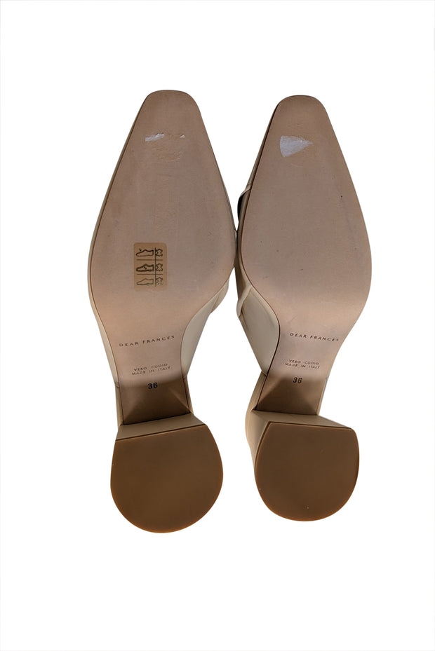 Dear Frances - Cream Closed Toe Mule Heels Sz 6 - Current Boutique