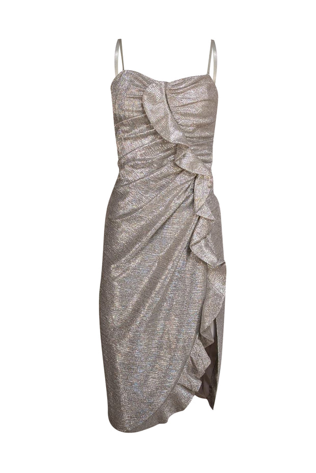 jonathan simkhai silver dress Jonathan Simkhai plunge neck silver metallic dress