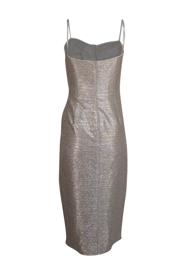 jonathan simkhai silver dress Jonathan Simkhai Plisse Metallic Bustier Ruffle Dress, Silver, Women's, 8