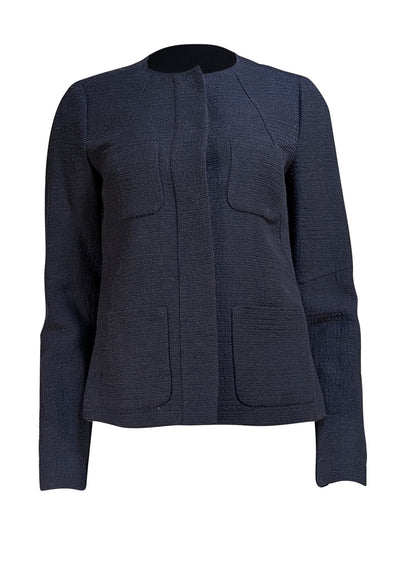 Vince - Navy Wool Blend Snap Button Jacket Sz 8 - Current Boutique