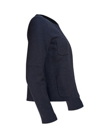 Vince - Navy Wool Blend Snap Button Jacket Sz 8 - Current Boutique