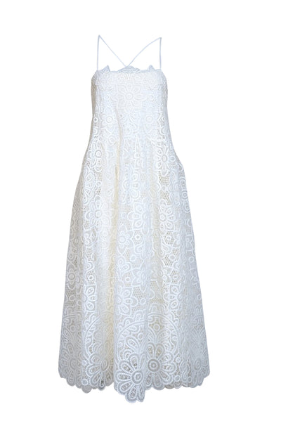 Jonathan Simkhai - White Floral Crochet Lace "Zayna" Dress Sz 6 - Current Boutique