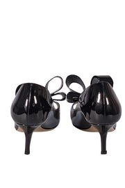 Valentino - Black Patent Leather Bow Open Toe Pumps Sz 6.5