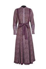 Reiss - Maroon Printed Button Front Dress Sz 6