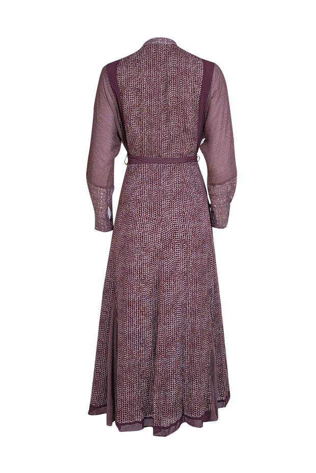 Reiss - Maroon Printed Button Front Dress Sz 6