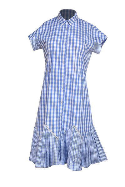 Thakoon - Blue & White Gingham Shirt Dress Sz 4 - Current Boutique