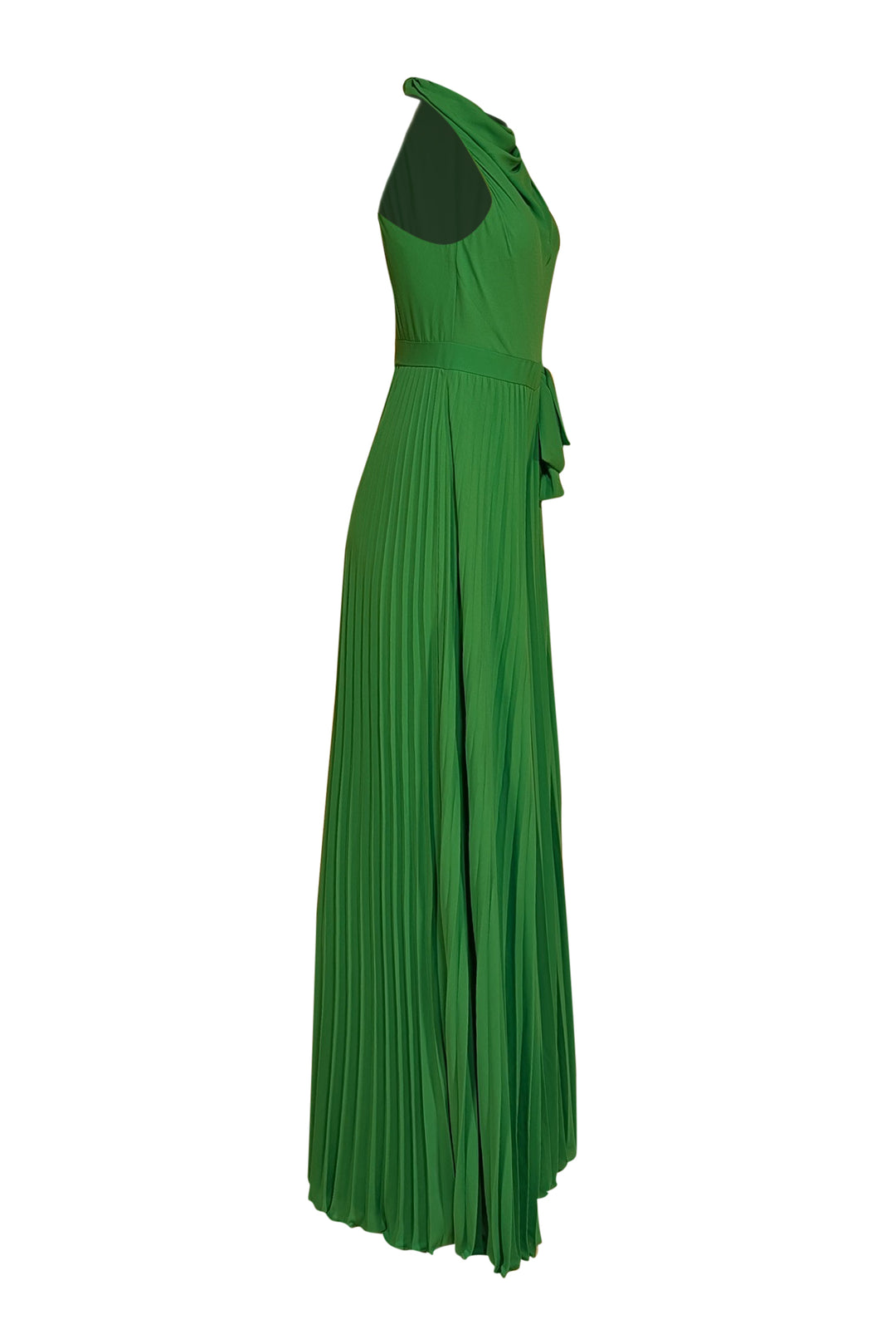 Halston - Green Cowl Neck Pleated Jumpsuit Sz 2