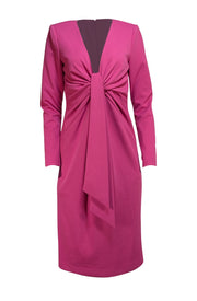 Badgley Mischka - Magenta Deep V Cocktail Dress Sz 10 - Current Boutique
