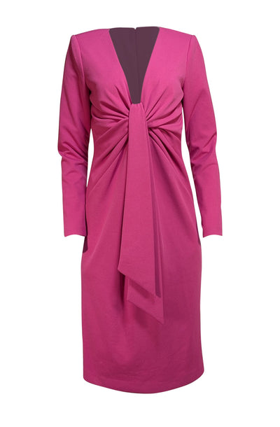 Badgley Mischka - Magenta Deep V Cocktail Dress Sz 10 - Current Boutique
