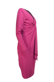 Badgley Mischka - Magenta Deep V Cocktail Dress Sz 10 - Current Boutique