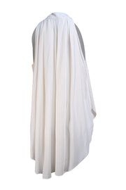 Oscar de la Renta - Ivory Sleeveless Scalloped Trim Sleeveless Blouse Sz 12 - Current Boutique