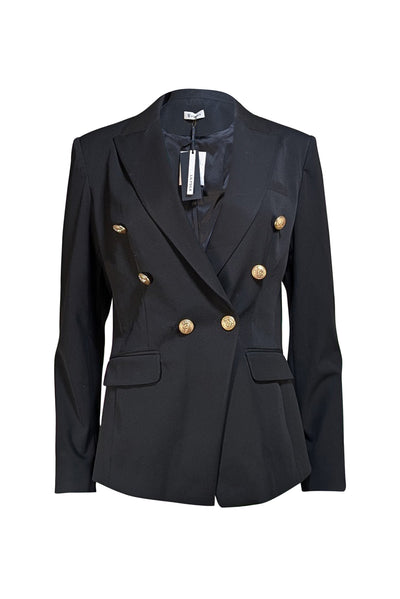 Lilysilk - Black w/Gold Double Breasted Button Blazer Sz 12 - Current Boutique